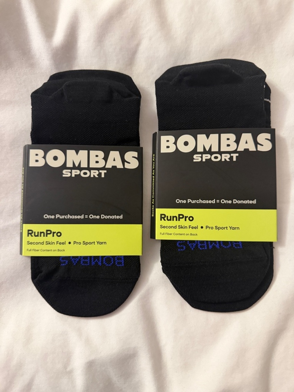 Bombas Black RunPro Ankle Ultra LIghtweight Socks - 2 Pair NWT